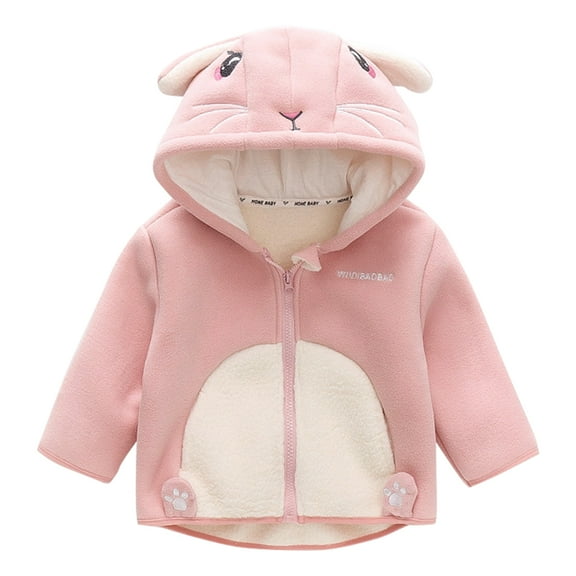 GYRATEDREAM Toddler Girls Boys Hooded Fleece Jacket Baby Cartoon Animal Zip Up Outwear Coat Infant Fall Winter Clothes for 6M-5T