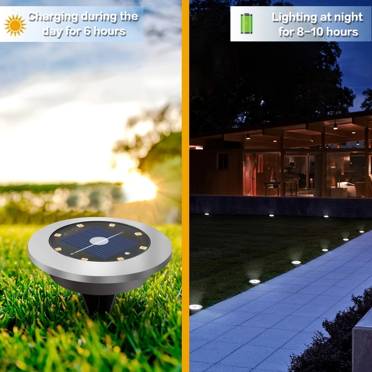 VUVIMEX 12PACK Solar Ground Lights Outdoor,8 LED Solar Powered in Ground Disk Light for Driveway Walkway Pathway Lawn Patio Yard Outside Garden Decor
