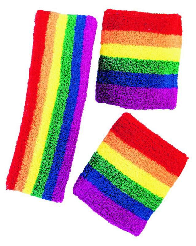 Neon Elasticated Head Wrap Hair Headband Ladies Stretchy Rainbow Gay Pride 