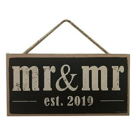 MR. & MR. Est. 2019 LGBT Gay Wedding Primitive Wood Hanging Plaque 5
