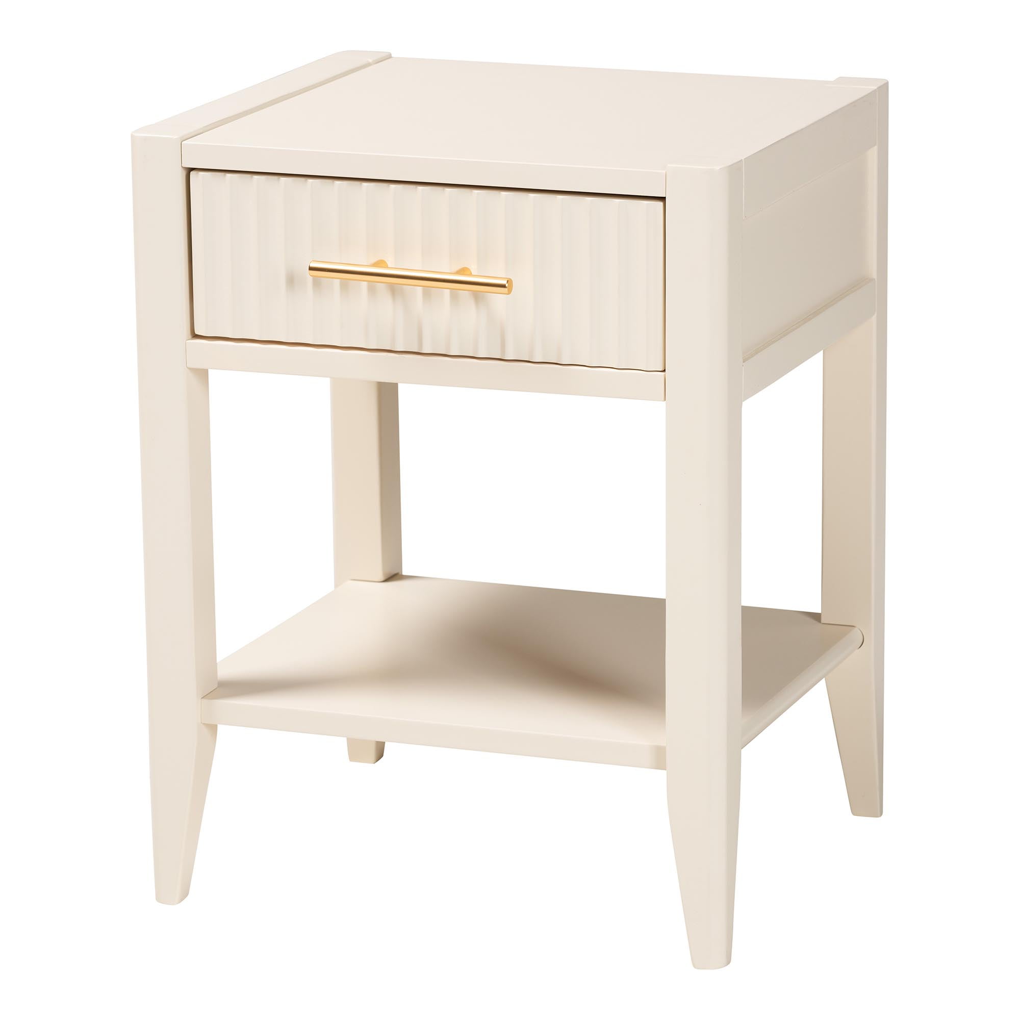 Baxton Studio Primrose Mid-Century Nightstand, 1-Drawer, Ivory