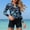 #571-Sky Blue, variant on Women's Conservative Hawaiian Print Tankini Swimsuit Set with Zipper, Sun Protective for Beach Sports and Swimming