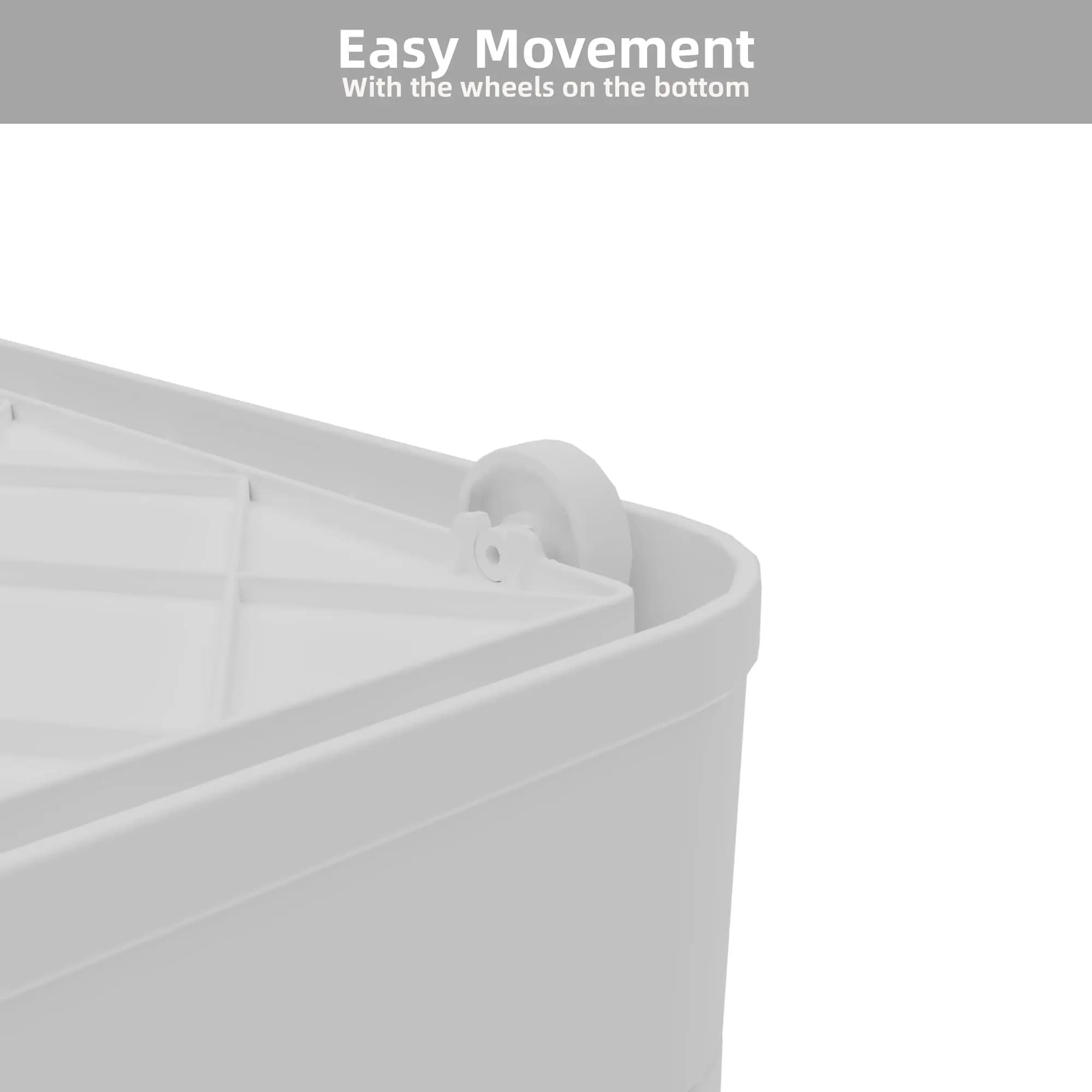 506QT 3-Pack Transparent Stackable Storage Bins with 5 Doors to Open with Wheels, Folding Plastic Craft Containers Large Closet Organizers Box for Bedrooms Living Rooms,White