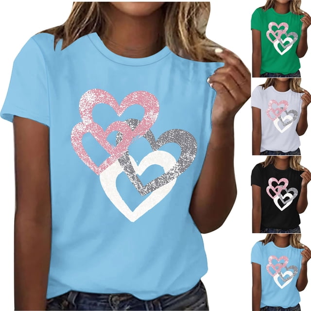 Sentmoon Hauts Tendance Chemisiers pour Femmes Mode Décontractée pour Dames Chemise Imprimée à Col Rond à Manches Courtes Ravissante pour un Usage Quotidien Décontracté S
