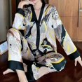 thumbnail image 1 of Pijamas de seda sintética para mujer, conjuntos de pijama de primavera y otoño, cárdigan de manga larga, ropa de dormir de lujo, pijamas de moda para mujer., 1 of 6