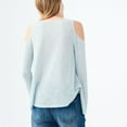 thumbnail image 2 of Aeropostale Womens Cold Shoulder Knit Blouse, Blue, Juniors, Medium, 2 of 2