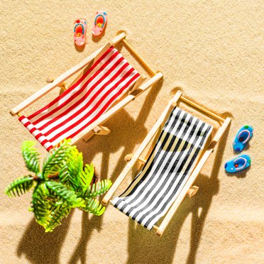 Milisten 2pcs Beach Micro Landscape Kit Miniature Deck Chairs Parasols Palm
