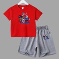 thumbnail image 3 of Conjunto de 2 piezas de camiseta y pantalones cortos informales para niños y adolescentes, de algodón, de manga corta, para verano, 3 of 5