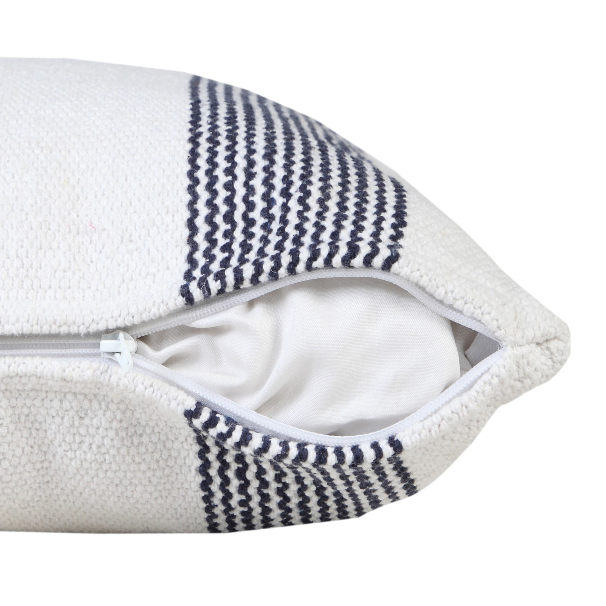 Harlow Hill David 20" x 20" Striped Cotton Adult Decorative Feather Filled Pillow, Deep Blue/White