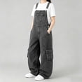 thumbnail image 3 of OGLCCG Girls Denim Overalls Kids Sleeveless Wide Leg Jumpsuit Solid Color Teens Bib Overall with Pockets 7-13 Years, 3 of 7