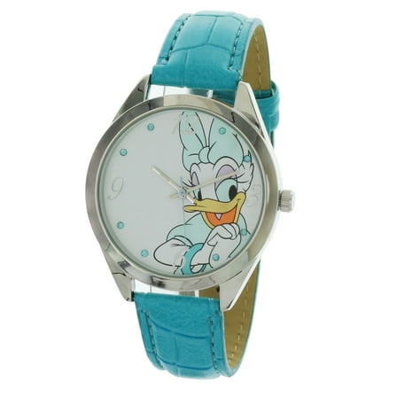 Disney Daisy Duck Watch Genuine Leather Teal blue Strap DA500