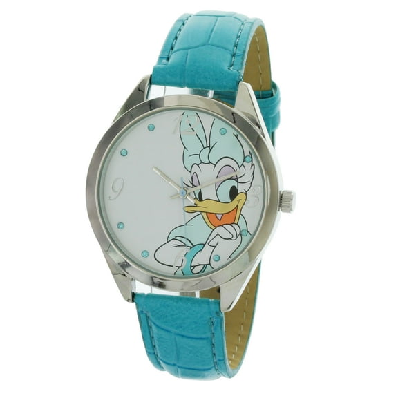 Disney Daisy Duck Watch Genuine Leather Teal blue Strap DA500
