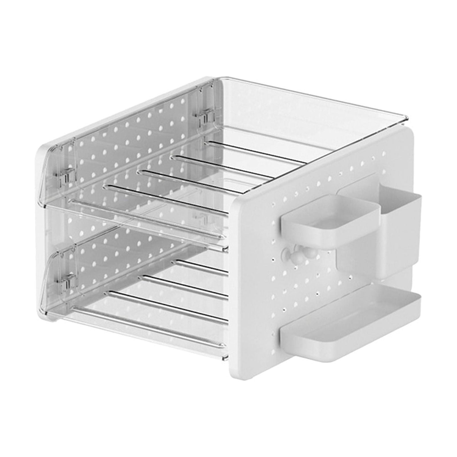 Homenest Desk Organizer, Pegboard Storage Organizer with Multi Tier Shelves, Office Desk Organizer and Vanity Storage for Stationery, Cosmetics, Documents, Black