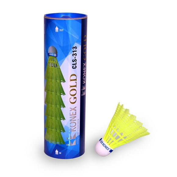 Konex CLS - 313 Nylon , Green Badminton Shuttlecock Pack Of 6 ,Blue Cap | For Boys And Girls