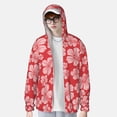 thumbnail image 4 of Goofa Red Hibiscus Flower Printed Women's UPF 50+ Sun Protection Hoodie Jacket Lightweight Long Sleeve Sun Shirt for Women with Pocket Hiking Outdoor-3X-Large, 4 of 9