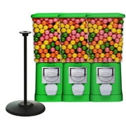 Gumball Machine with Stand - 3 Green Vending Machines Bundle with Refill - Candy Dispenser - Bubble Gum Machine for Kids - Commercial Gumball Candy Bouncy Ball Machine