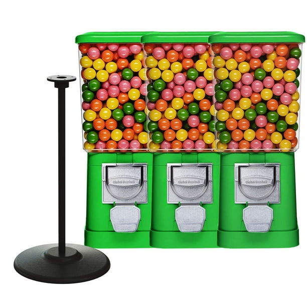 Gumball Machine with Stand 3 Green Vending Machines Bundle with Refill Candy Dispenser