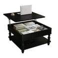 thumbnail image 3 of Atumcto Black Fluted Lift-Top Coffee Table for Living Room, 31.5" Square Hydraulic Storage Table with Hidden & Open Compartments, Retro Solid Wood Legs, 3 of 14