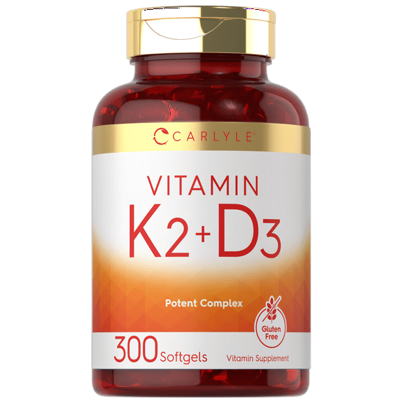 Vitamin K2 and D3 Supplement | 300 Softgels | 200mcg K2 MK7 & 10,000 IU D3 | by Carlyle