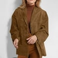 thumbnail image 2 of Feancey Women's Faux Suede Jacket Single Breasted Casual Blazers Fall Winter Long Sleeve Notch Lapel Suit Jackets Vintage Outwear Brown S, 2 of 9