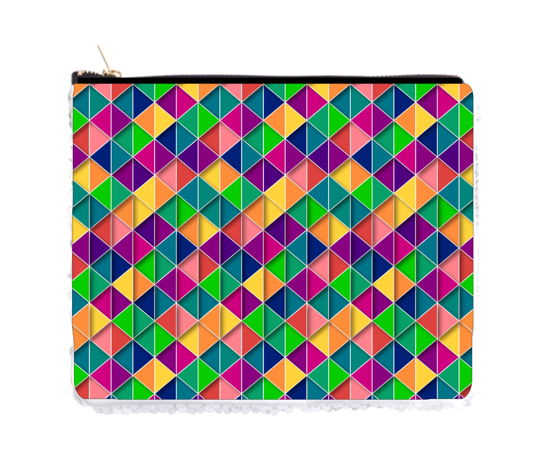 Pencil Case 80s Geometric Holder Pouch Gold / Silver