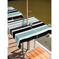 thumbnail image 6 of Outdoor Tablecloth with Umbrella Hole, Turquoise Black Stripe Spillproof Waterproof Outdoor Table Cover, Modern Abstract Coarse Striped Patio Tablecloths for Party/Garden/Picnic, Square 54"x54", 6 of 9