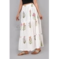 thumbnail image 5 of Women White Cotton Maxi Skirt with Multicolor Floral Block Print & Elastic Waist - XL, 5 of 5