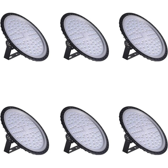 Sararoom 6Packs 300W 110V UFO LED High Bay Light, 30000 Lumen 6500K Daylight White Shop Light for Factory Garage Workshop