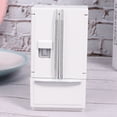 thumbnail image 2 of 1: 12 Mini modelo de refrigerador de simulación de doble cubierta de madera de abedul para puerta, blanco con adornos plateados, 2 of 9