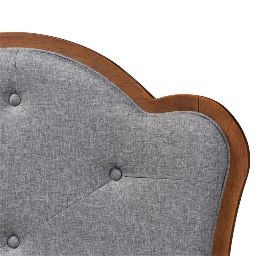 Baxton Studio Leandra Gray Fabric and Walnut Brown Wood Queen Size Headboard