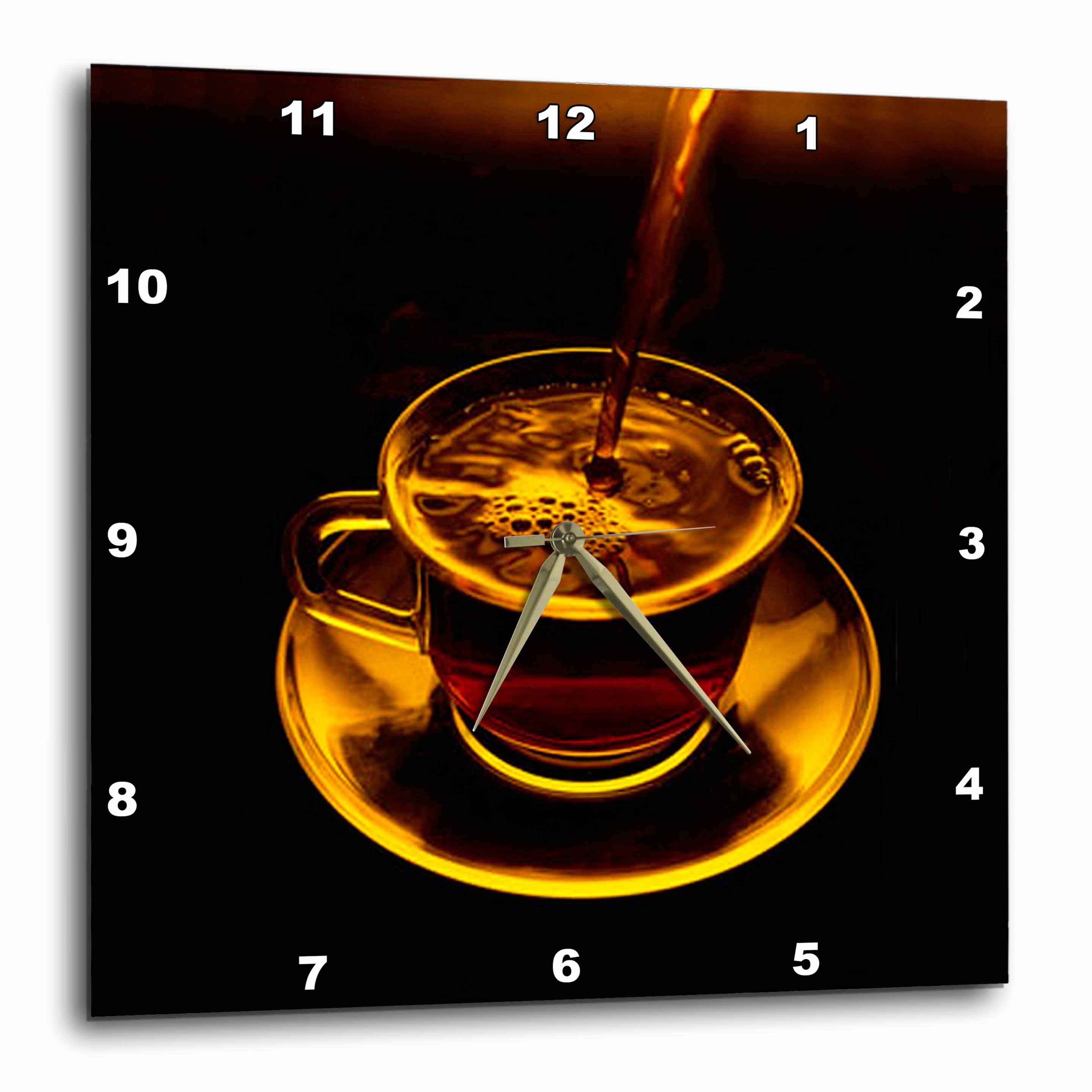 3dRose Coffee Cup Wall Clock, 10 by 10inch