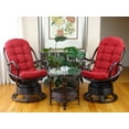 thumbnail image 6 of SK New Interiors Set of 2 Swivel Rocking Java Lounge Chairs Natural Rattan Wicker Handmade w/Burgundy Cushion and Round Coffee Table, Dark Brown, 6 of 9