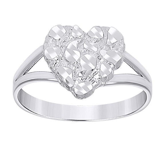 925 Sterling Silver Womens Heart Nugget Fashion Ring Size 7