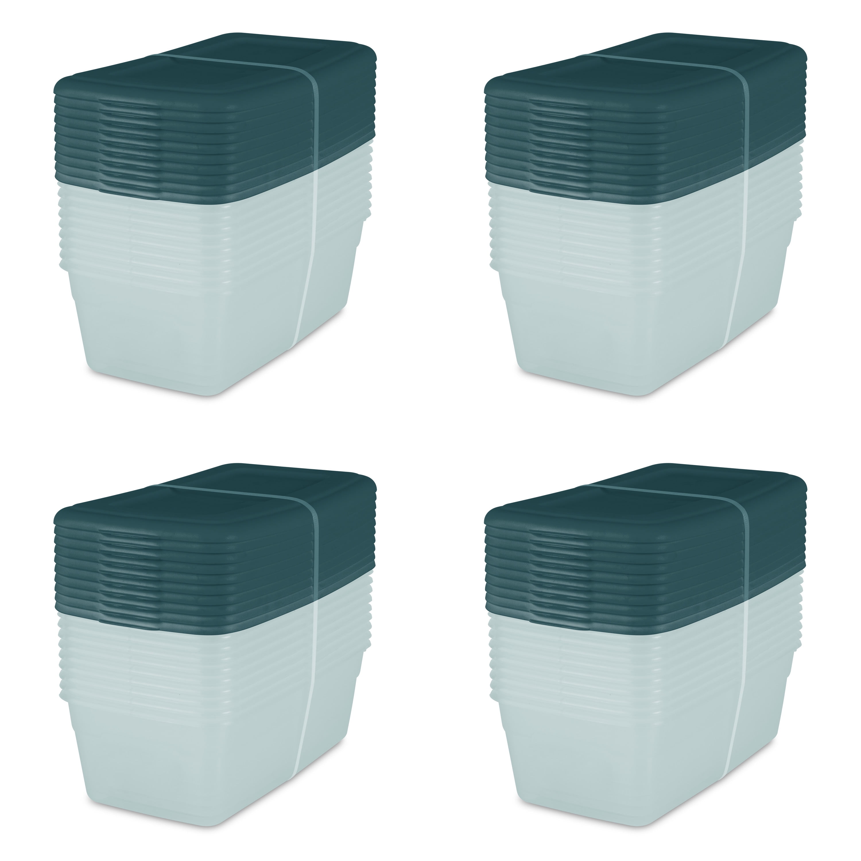 Sterilite Plastic 6 Qt. Storage Box Aqua Slate Tint Set of 40