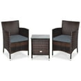 thumbnail image 2 of Gymax 3PCS Patio Rattan Chair & Table Furniture Set Outdoor w/ Grey Cushion, 2 of 10
