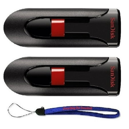 Pen Drive Laser Pointer Writing - SanDisk Cruzer Glide 64GB (2 Pack) USB 2.0/3.0 Flash Drive Jump Drive Pen Drive CZ60 - w/ (1) Everything But Stromboli (tm) Lanyard