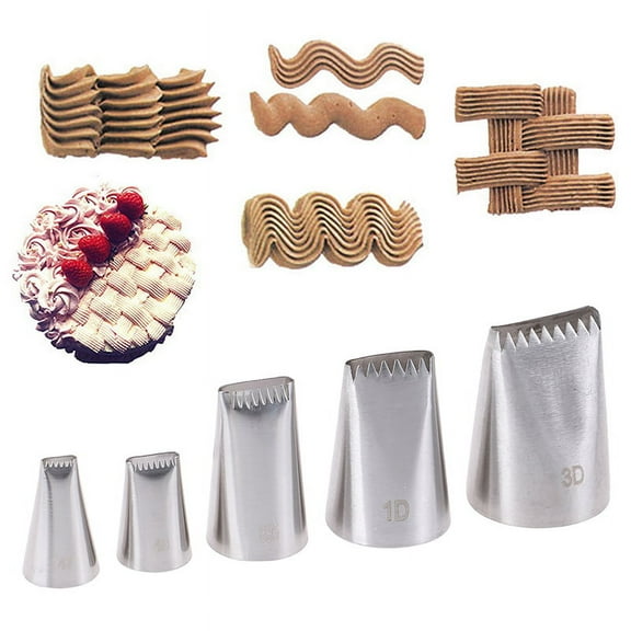 5pcs Basket Weave Tips Icing Piping Nozzle Stainless Steel Writing Tube Nozzle