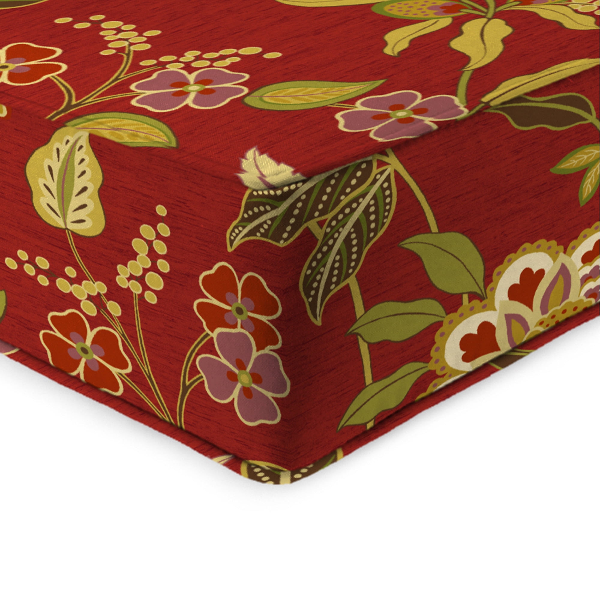 Jordan Manufacturing 46.5" x 24" Alberta Salsa Red Floral Rectangular Outdoor Deep Seat Chair Cushion Set with Welt