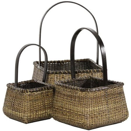 Handmade Rattan Square Handle Basket Set (China) (Best Sewing Basket With Accessories)
