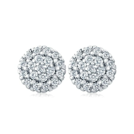 - 1ct Pave Fire Diamond Studs 14K White Gold