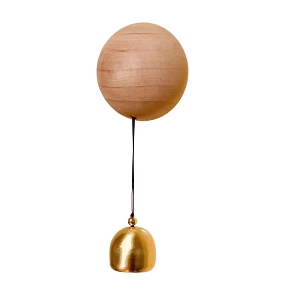 Brass Solid Wood Doorbell with Magnetic Absorber – Elegant Decorative Pendant for Home, Car, Refrigerator & Handicrafts – Crisp Healing Sound for Elegant Interior & Exterior Use