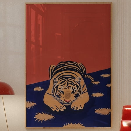 70S Tiger Print: Retro Mid-Century Modern Wall Art UNFRAMED PAPER POSTER Home Decor Vintage Gift Living Room Dercor