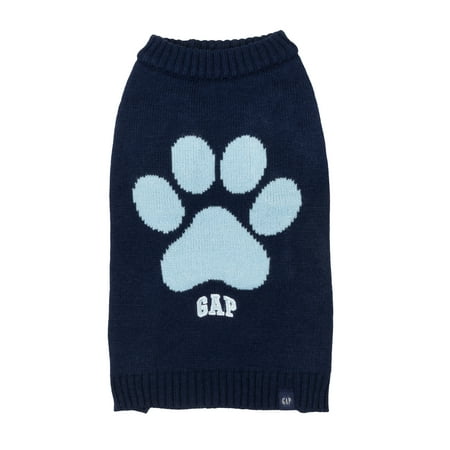 Gap Pet Dog Clothes  Classic Gap Logo Paw Print Pet Sweater  Blue  Large