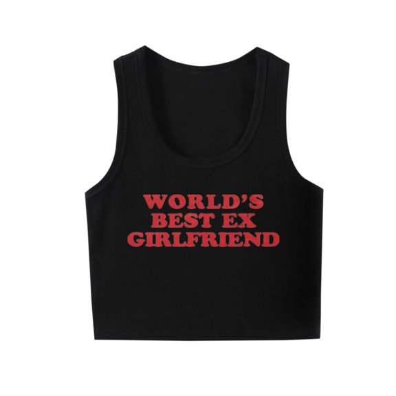 TDYHUAO World's Best Ex Girlfriend Funny Sayings Tank Top Women's Summer Tank Tops Workout Exercise Shirts Y2k Yoga Crop Tops