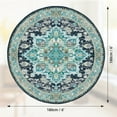 thumbnail image 2 of 6' Diameter Vintage Area Rugs, Soft Washable Distressed Thin Rugs for Living Room Bedroom, Non-Slip Foldable Indoor Carpet,Blue&Green, 2 of 6