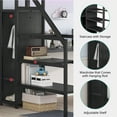 thumbnail image 5 of Aukfa Full Size Loft Bed with Desk and Wardrobe, Metal Loft Bed with USB Ports, LED Light and Staircase for Kids Teens - Black, 5 of 8