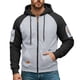 thumbnail image 2 of Ceisia Men's Long Sleeve Jacket Drawstring Full-Zip with Kanga Pocket Color Block Sweatshirts Casual Hoodies Gray L Gift, 2 of 5