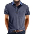 thumbnail image 1 of pstuiky camiseta de hombre, Camisa tipo blusa de manga corta con cuello vuelto y botones de color para hombre camisas casuales para hombre m, 1 of 7