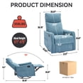 thumbnail image 5 of Bellemave Manual Recliner Chair with Massage and Heating Home Theater Recliner Rocking Chair Nursery Swivel and Rocker Chair with High Back in Fabric for Living Room, Bedroom (Blue), 5 of 8