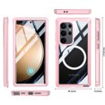 thumbnail image 5 of Clear Magnetic Cover Case for Apple Samsung Galaxy S24 Ultra, with Built-in Tempered Glass Screen Protector, [Compatible with Magsafe] Full Body Rugged Shockproof Case for Galaxy S24 Ultra, Pink, 5 of 5